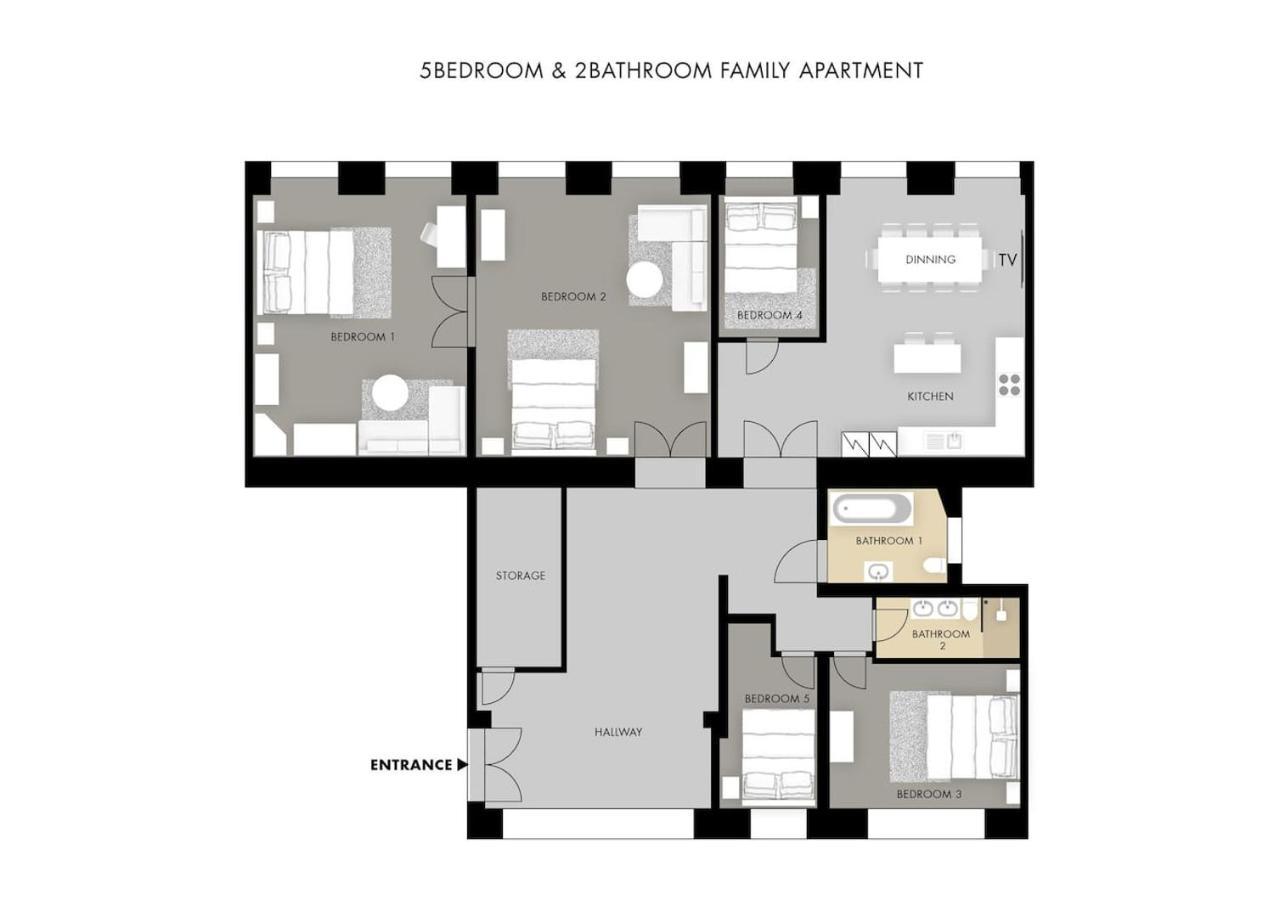 5Br 2Bath Family Apt 5Mins To Wenceslas Square Прага Екстериор снимка